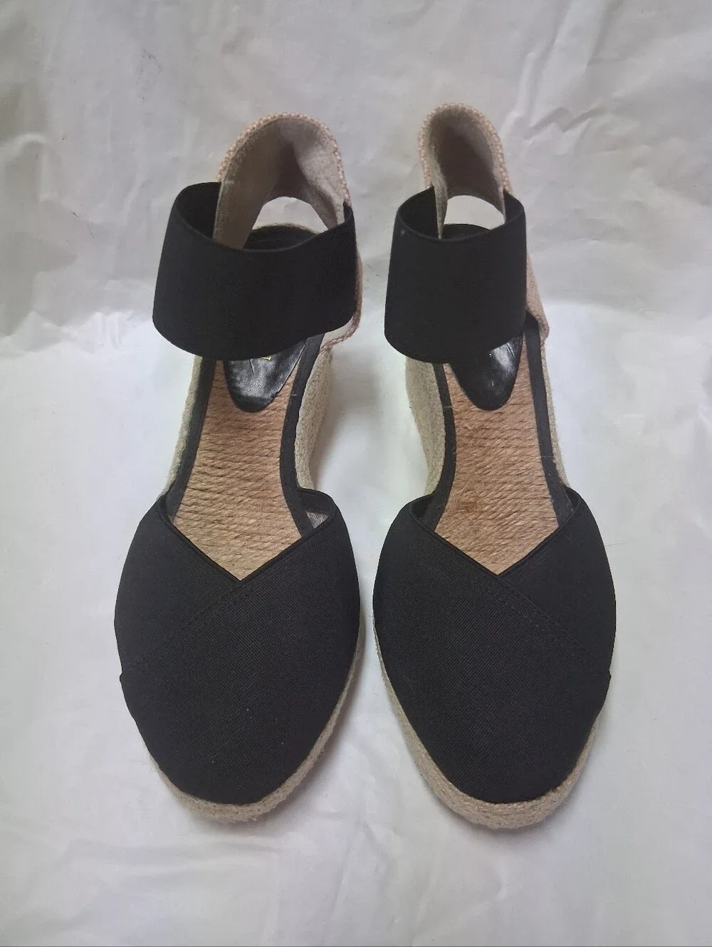 Lauren Ralph Lauren Black Espadrille Wedge Sandals Women Sz 7B Preowned